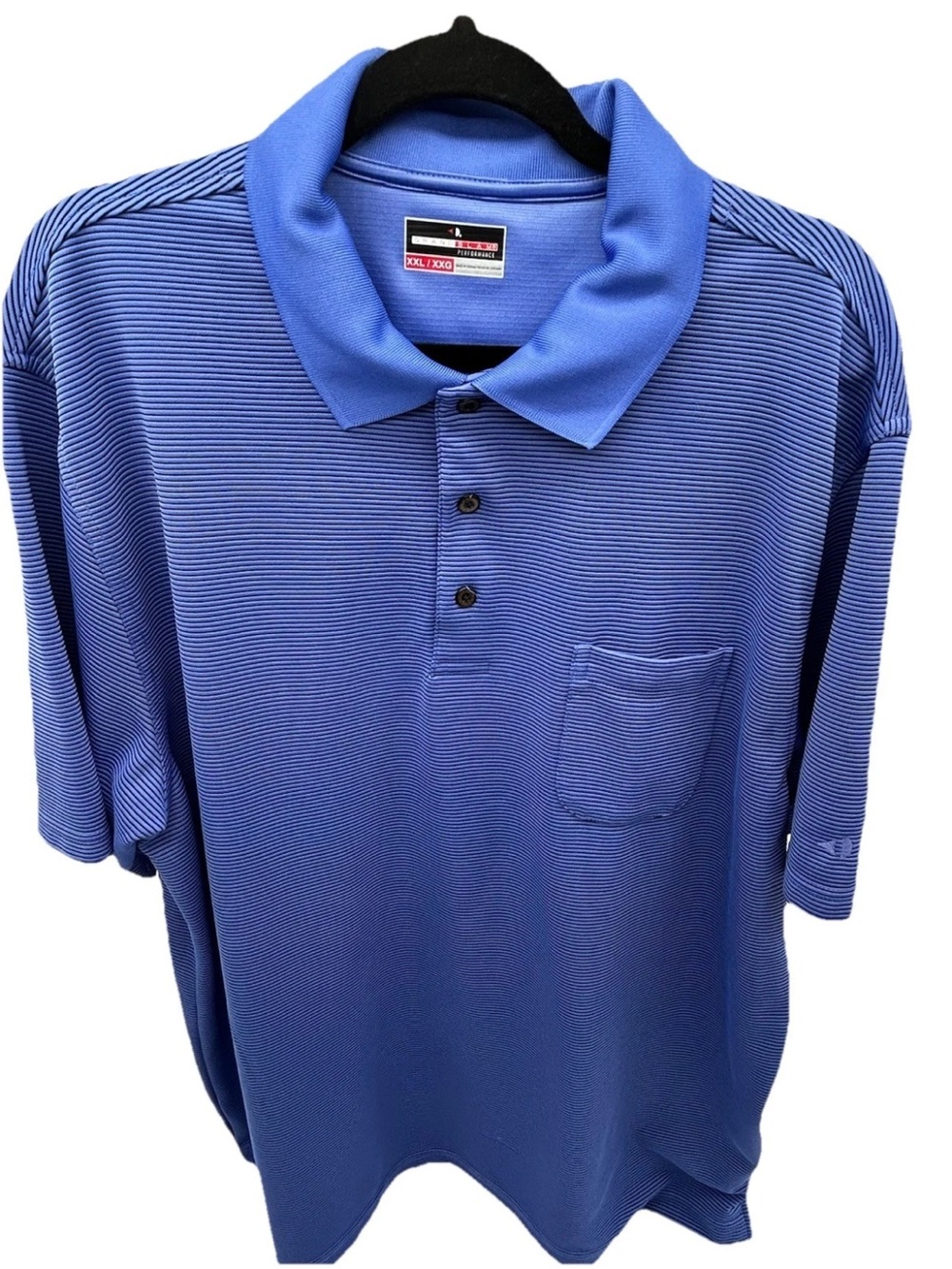 Grand Slam Performance Golf Polo Shirt Mens XXL 2XL Blue Micro Stripe Pocket